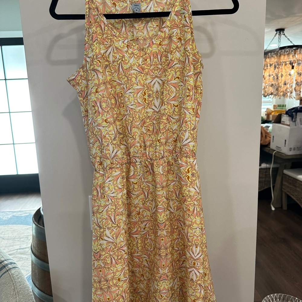 Farm Rio Sleeveless Dress - Yellow and peach size Large - Picture 1 of 5